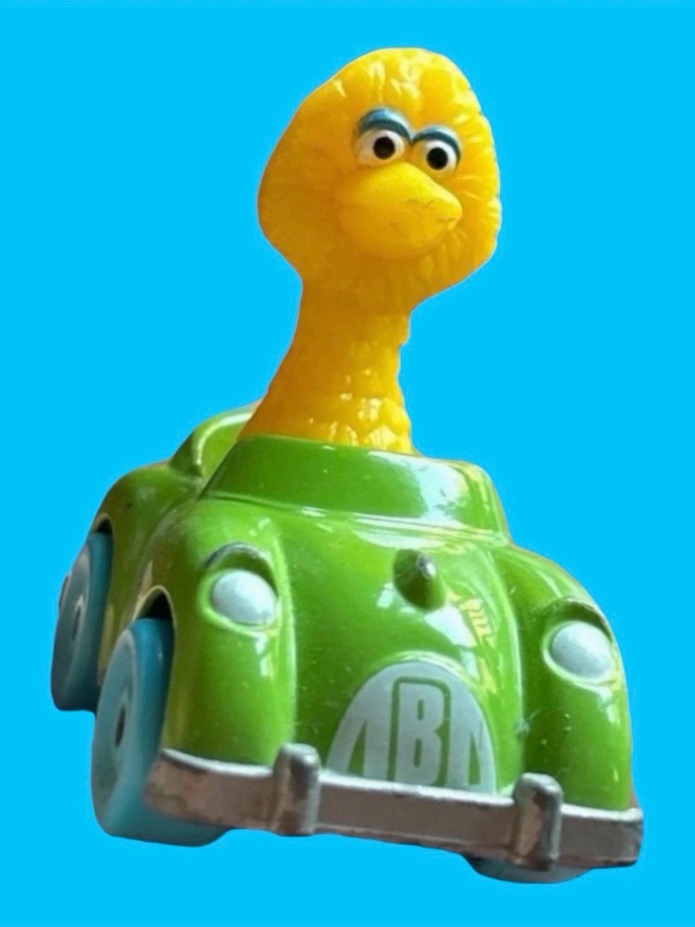 Vintage 1983 Playskool Sesame Street Big Bird Green Diecast Metal Car Toy